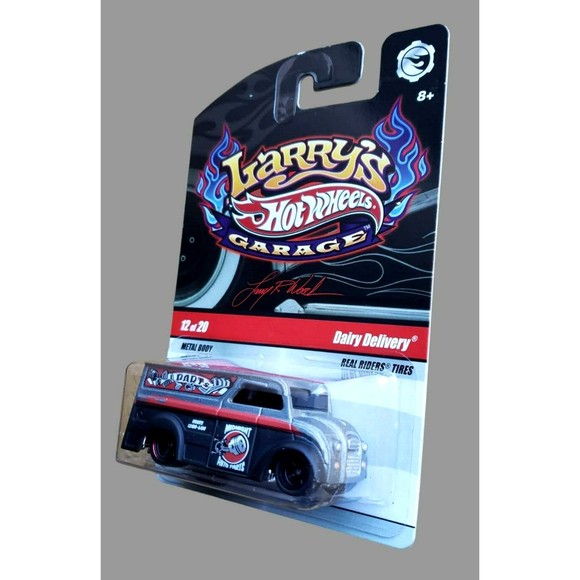 2009 Hot Wheels DAIRY DELIVERY Larry's Garage Metalflake Matte Black 12/20 1:64 - Picture 9 of 14